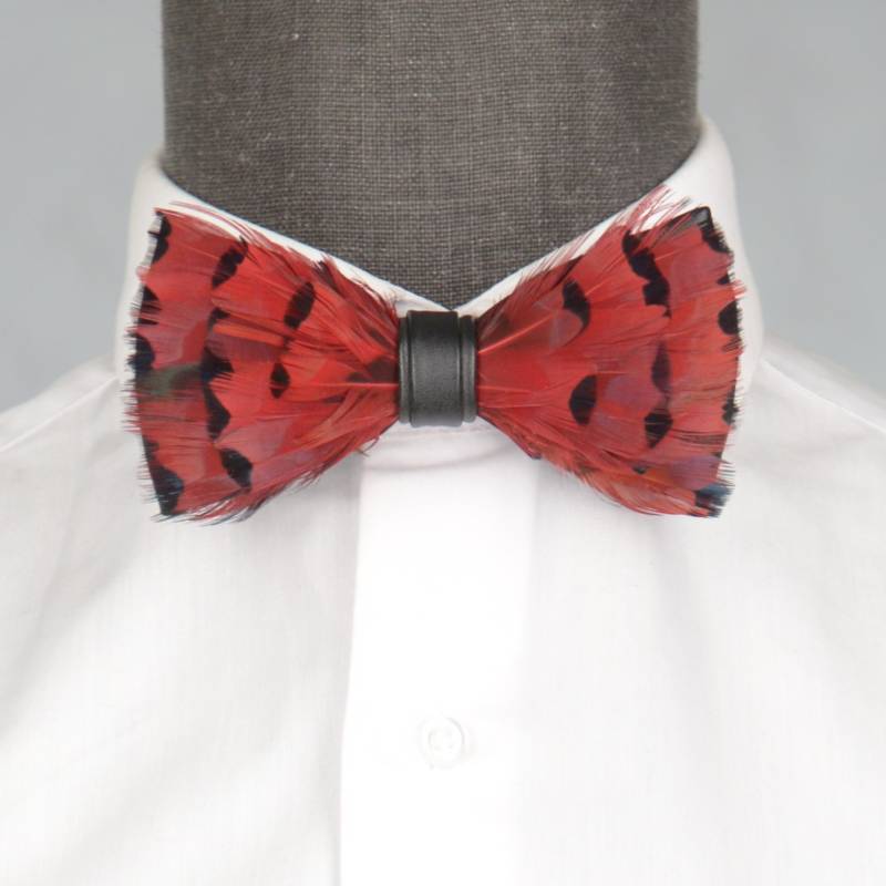 Бабочка мужская с перьями 0003